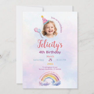Regenbogen-Pastell-Einhorn-Birthday für jedes Alte Einladung