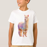 Regenbogen-Pastell-Fluffige-Alpaka-Illustration Ki