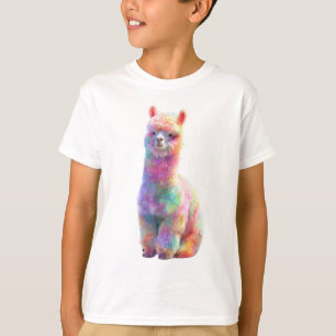 Regenbogen Pastell Fluffige Alpaka Kinder T-Shirt