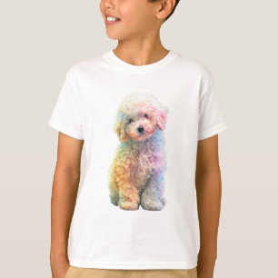 Regenbogen-Pastell-Locken-Pudel-Kinder T-Shirt