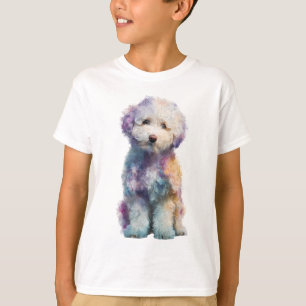 Regenbogen-Pastell-Wasserfarbe-Pudel-Welpen-Kinder T-Shirt