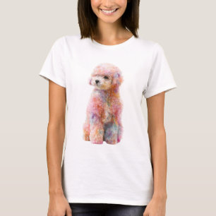 Regenbogen-Pastell-Wasserfarben-Pudel-Kunst Frauen T-Shirt