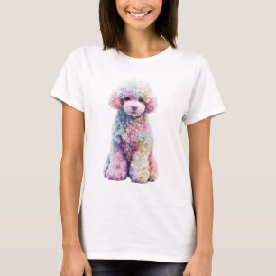 Regenbogen-Pastell-Wasserfarben-Pudel-Porträt Frau T-Shirt