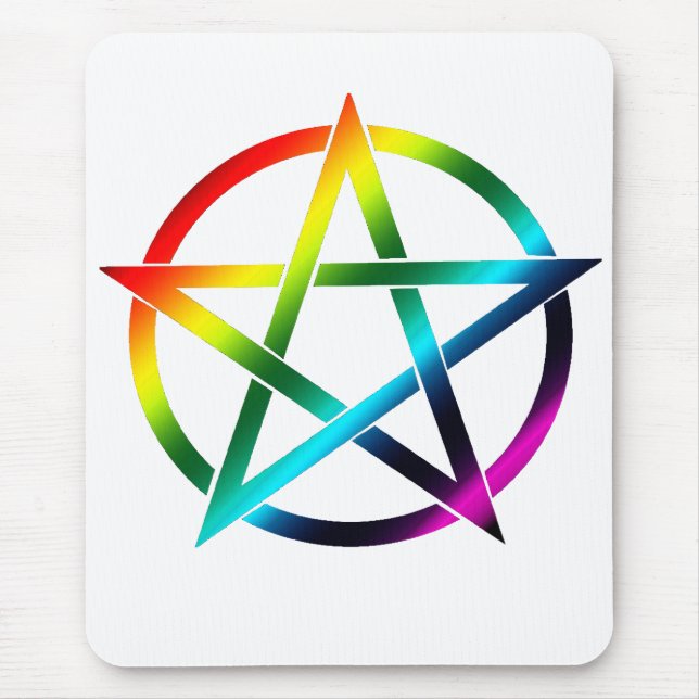 Regenbogen-Pentagramm Mousepad (Vorne)