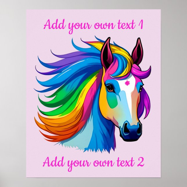 Regenbogen Pferd Anpassbar Poster (Vorne)