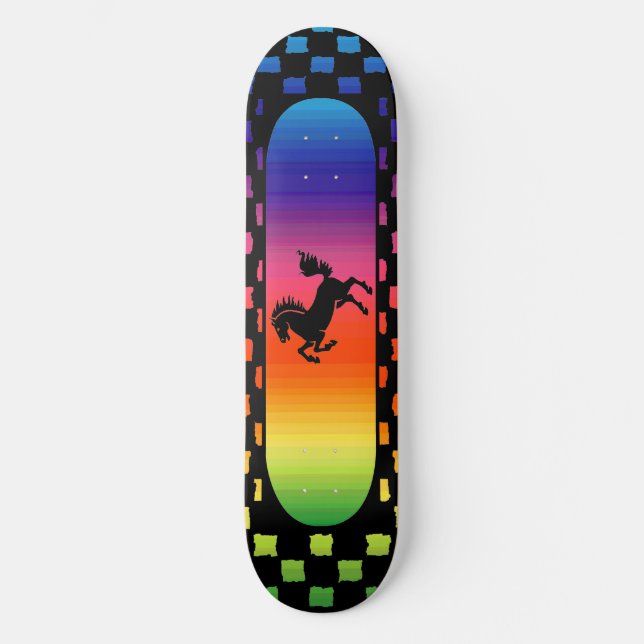 Regenbogen-Pferd Skateboard (Vorderseite)