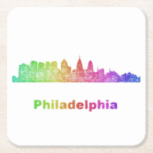 Regenbogen-Philadelphia-Skyline Rechteckiger Pappuntersetzer