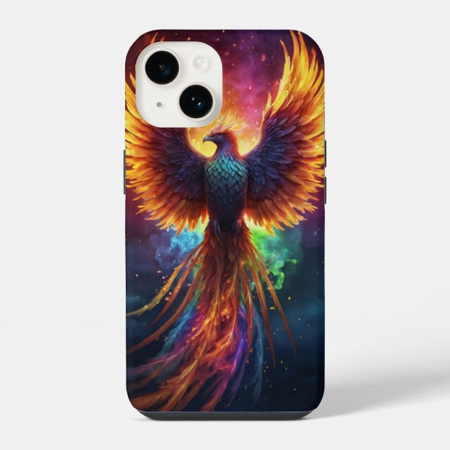 Regenbogen-Phönix iPhone 14 Hülle (Rückseite)