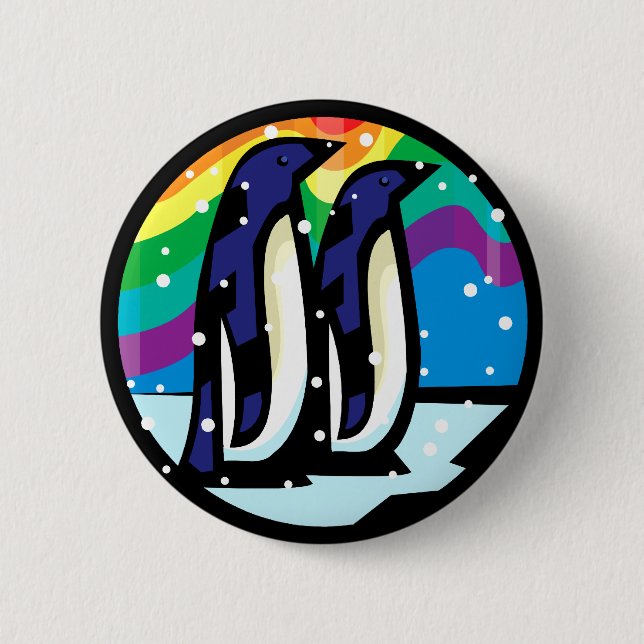 Regenbogen-Pinguin Button (Vorderseite)