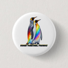 Regenbogen Pinguin Pride Steht Zusammen Button