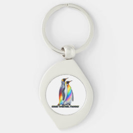 Regenbogen Pinguin Pride Steht Zusammen Schlüsselanhänger