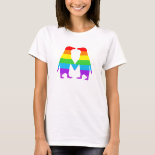 Regenbogen-Pinguine, die Hände halten T-Shirt