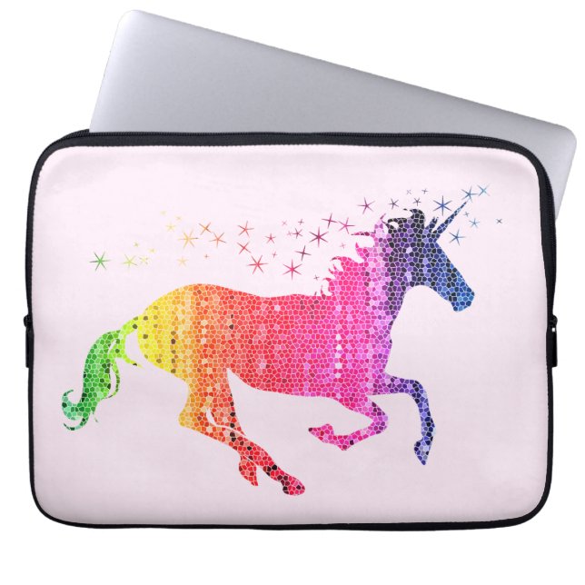 Regenbogen-Pink-Einhorn Laptopschutzhülle (Vorderseite)