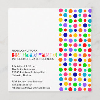 Regenbogen-Polka-Punkt-Geburtstags-Party Einladung