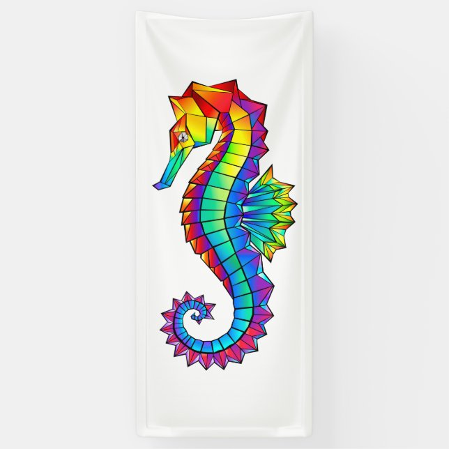 Regenbogen-Polygonal-Seepferdchen Banner (Vertikal)