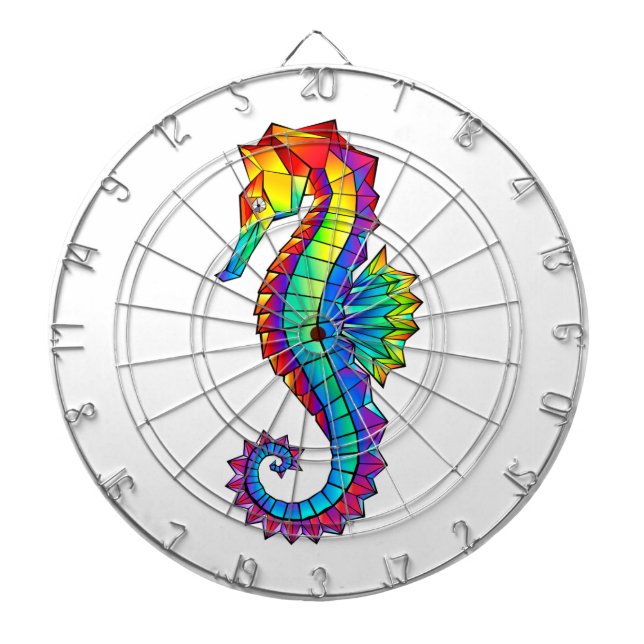 Regenbogen-Polygonal-Seepferdchen Dartscheibe (vorne)