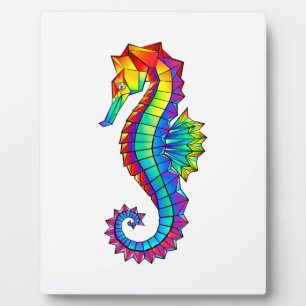 Regenbogen-Polygonal-Seepferdchen Fotoplatte