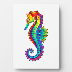 Regenbogen-Polygonal-Seepferdchen Fotoplatte