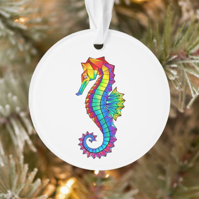 Regenbogen-Polygonal-Seepferdchen Ornament (Baum)