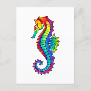 Regenbogen-Polygonal-Seepferdchen Postkarte