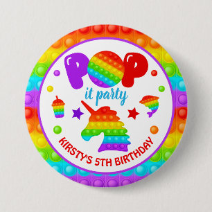 Regenbogen-Pop-It-Fidget-Spielzeug-Geburtstagsfeie Button
