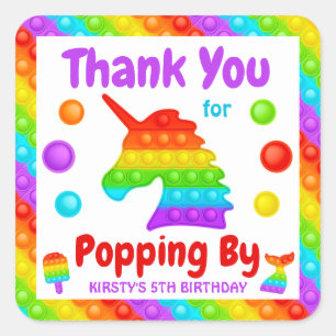 Regenbogen-Pop-It-Fidget-Spielzeug-Geburtstagsfeie Quadratischer Aufkleber