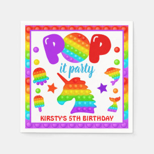 Regenbogen-Pop-It-Fidget-Spielzeug Geburtstagsfeie Serviette