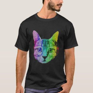 Regenbogen-Pop-Katze Mit Brille Bunte Katzen T-Shirt