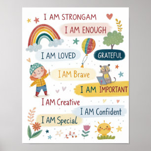 Regenbogen-Poster mit positiven Affirmationen für  Poster