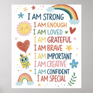 Regenbogen-Poster mit positiven Affirmationen für  Poster