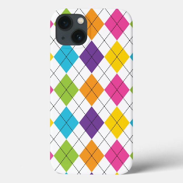 Regenbogen-Preppy-Argyle-Muster Case-Mate iPhone Hülle (Rückseite)