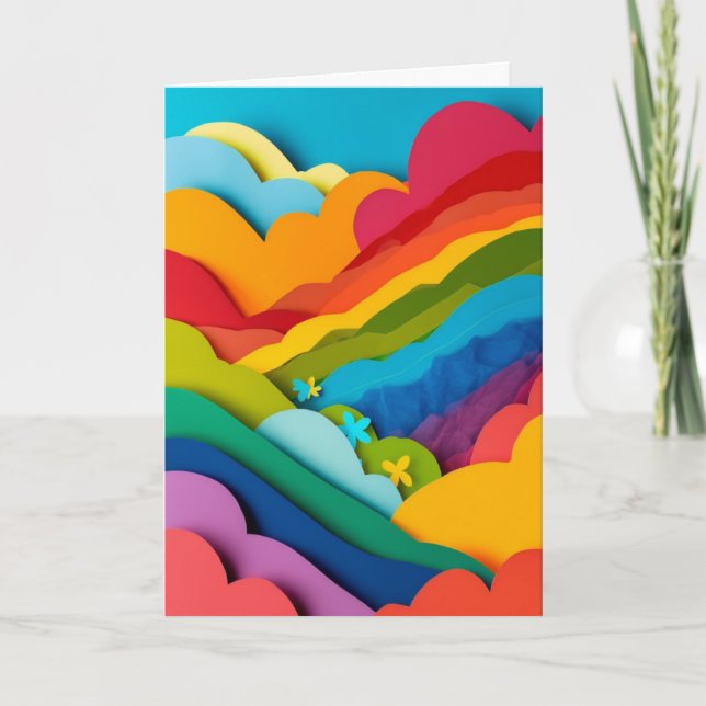 Regenbogen-Prisma-Papiercollage Karte (Vorderseite)