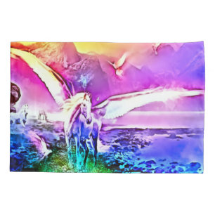 Regenbogen-Prisma-Pegasus-Fantasy-Airbrush-Kunst Kissenbezug
