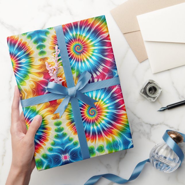 Regenbogen-Psychedelic-Tie-Dye-Geschenkpapier Geschenkpapier (Schenken)