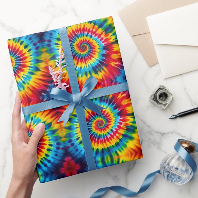 Regenbogen-Psychedelic-Tie-Dye-Geschenkpapier Geschenkpapier (Schenken)