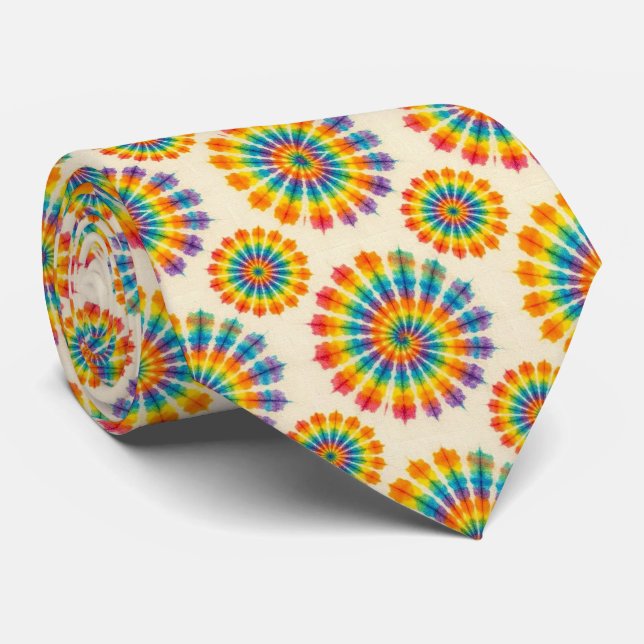 Regenbogen-Psychedelic-Tie-Dye-Schlips Krawatte (Gerollt)