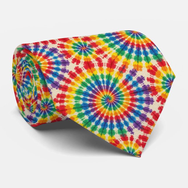 Regenbogen-Psychedelic-Tie-Dye-Schlips Krawatte (Gerollt)