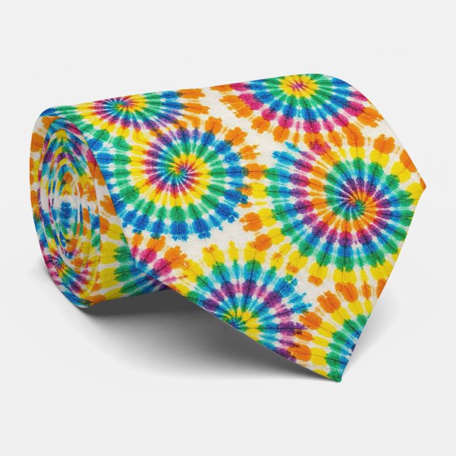 Regenbogen-Psychedelic-Tie-Dye-Schlips Krawatte (Gerollt)