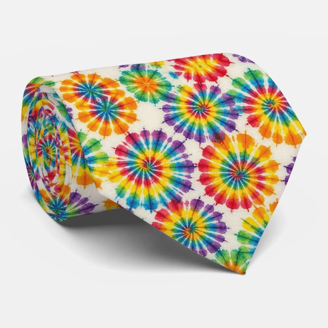 Regenbogen-Psychedelic-Tie-Dye-Schlips Krawatte (Gerollt)