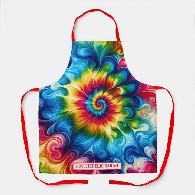 Regenbogen-Psychedelic-Tie-Dye-Schürze Schürze (Vorderseite)