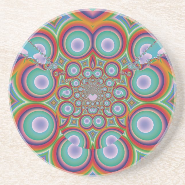 Regenbogen-Psychedelische-Optische-Abstrakte-Kunst Sandstein Untersetzer (Vorne)