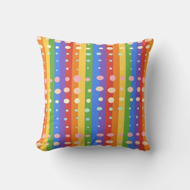 REGENBOGEN PUNKT STREIFEN KISSEN (Vorderseite)