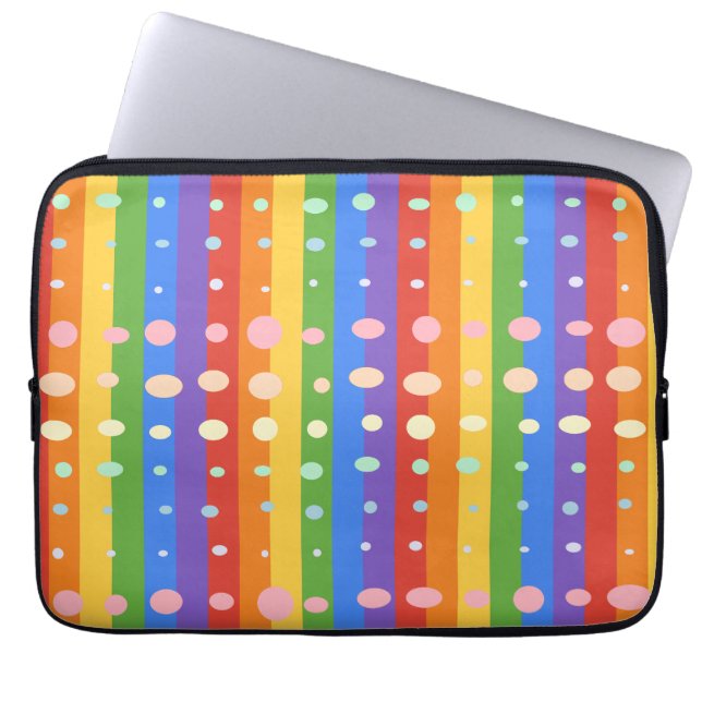 REGENBOGEN PUNKT STREIFEN LAPTOPSCHUTZHÜLLE (Vorderseite)