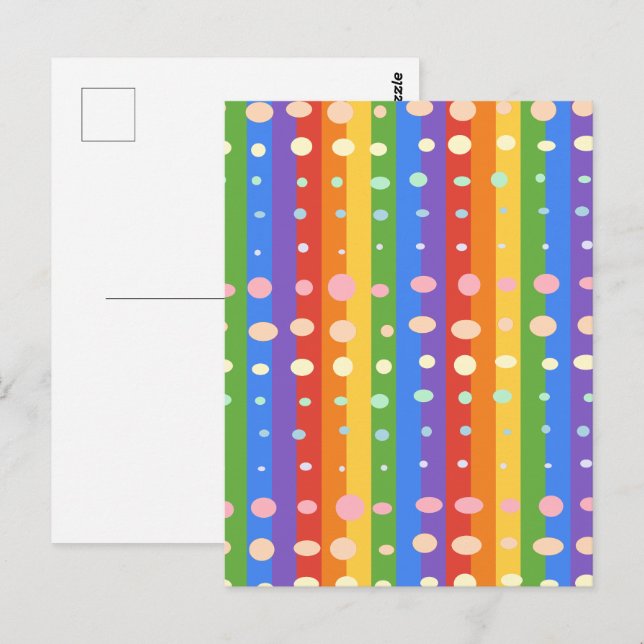 REGENBOGEN PUNKT STREIFEN POSTKARTE (Vorne/Hinten)