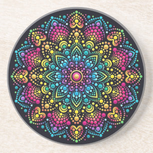 Regenbogen-Punktbemalte Mandala Getränkeuntersetzer