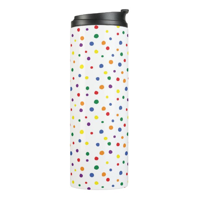 Regenbogen Punkte Thermosbecher (Nach links gedreht)