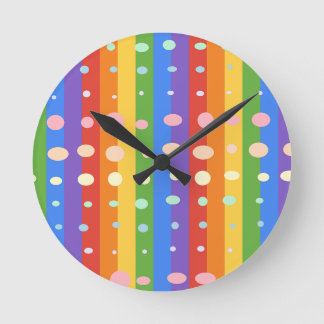 REGENBOGEN PUNKTSTREIFEN RUNDE WANDUHR