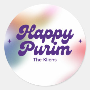 Regenbogen Purim Etikett Runder Aufkleber