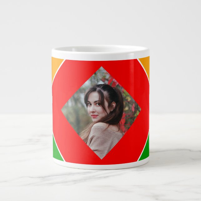 Regenbogen-Puzzle-Buchstabe X-Monogramm Jumbo-Tasse (Vorderseite)