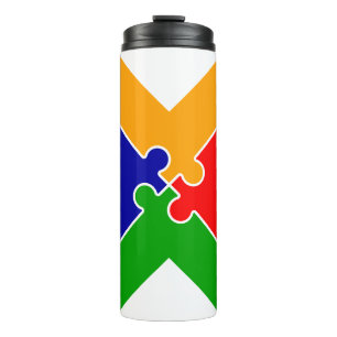 Regenbogen-Puzzle-Buchstabe X-Monogramm Thermosbecher